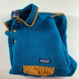 Patagonia Teal and Gold Medium Snap-T Pullover Sweatshirt